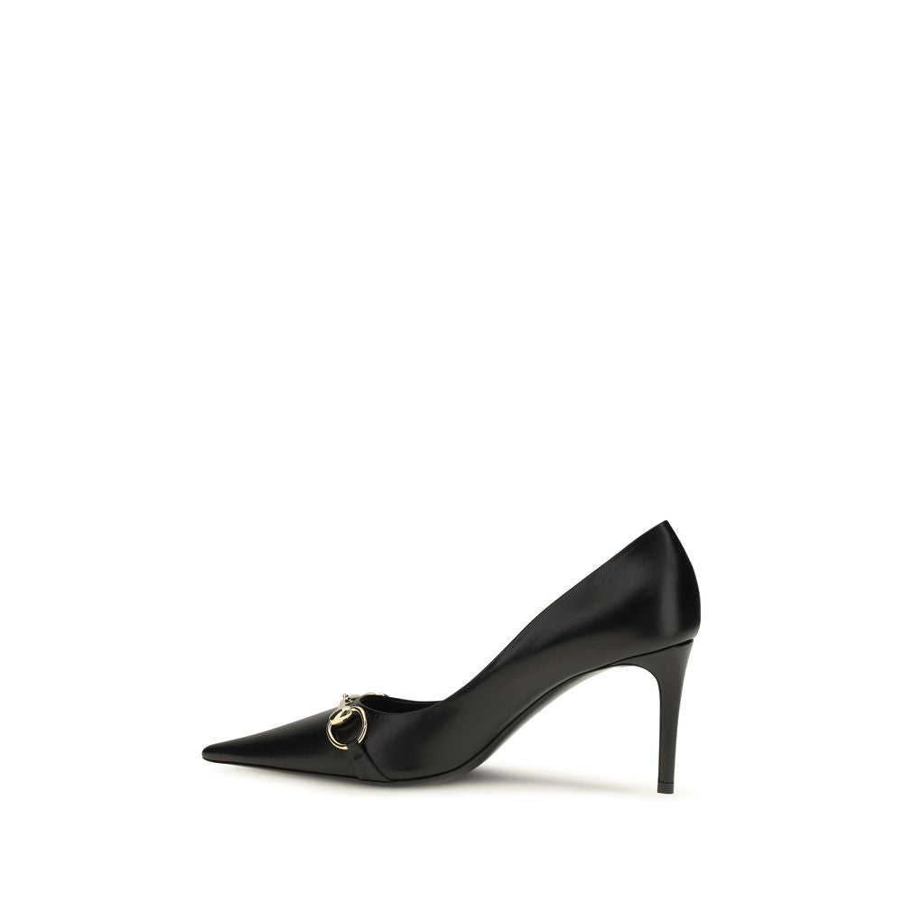 Gucci Black Calf Leather Bos Taurus High Heel Pumps