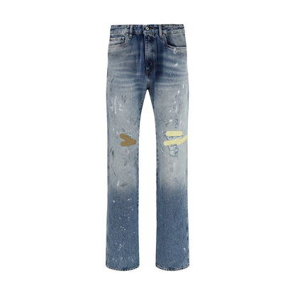 PDF Channel Blue Cotton Straight-Leg Jeans