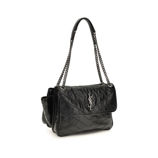 Saint Laurent Schultertasche aus schwarzem Kalbsleder Bos Taurus