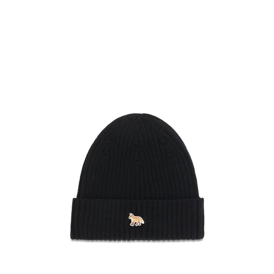 Maison Kitsuné Black Wool Oves Aries Beanie