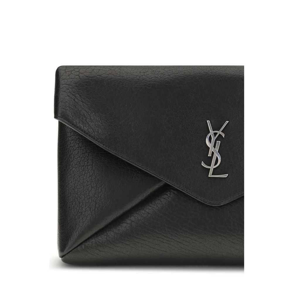 Saint Laurent Schwarze Kalbsleder Bos Taurus Clutch-Tasche