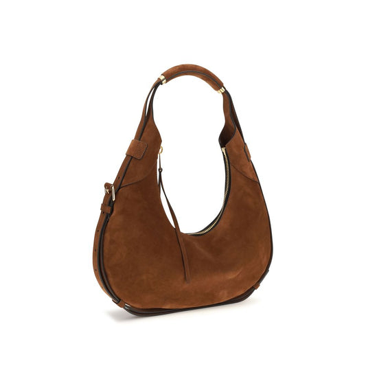Moschino Schultertasche aus braunem Wildleder