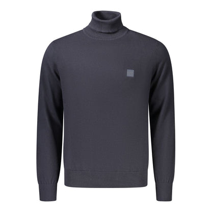 Hugo Boss Blue Cotton Turtleneck