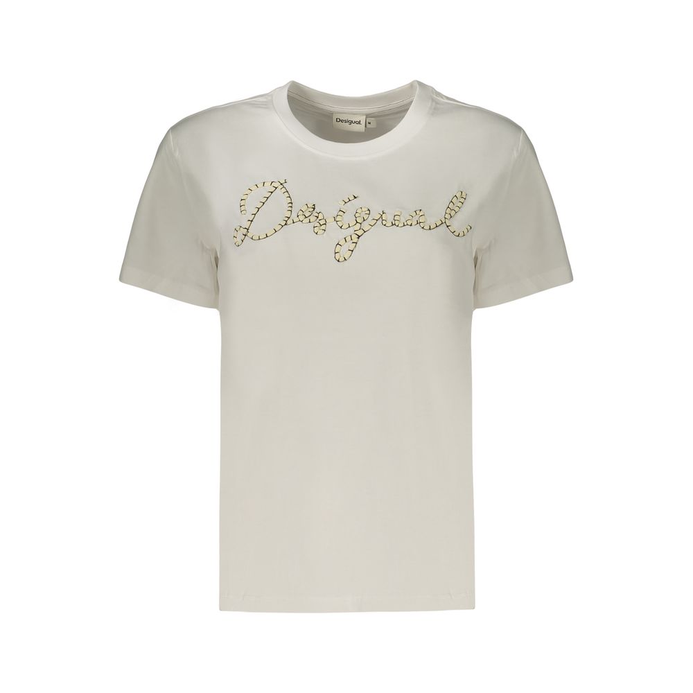 Desigual Damen-T-Shirt aus weißer Baumwolle