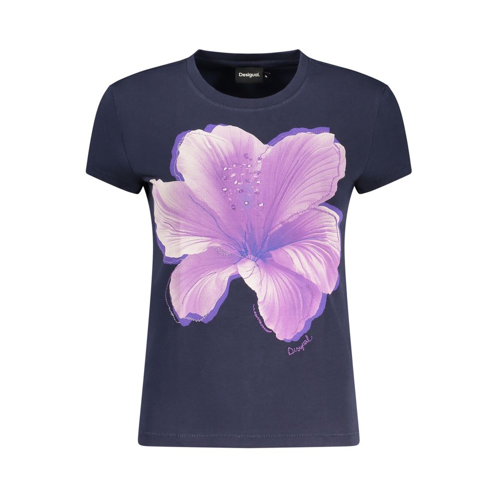 Desigual Blaues Baumwoll-T-Shirt für Damen