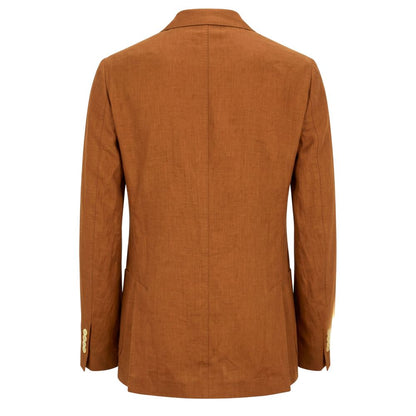 Roberto Pepe Luxury Brown Linen Men's Jacket