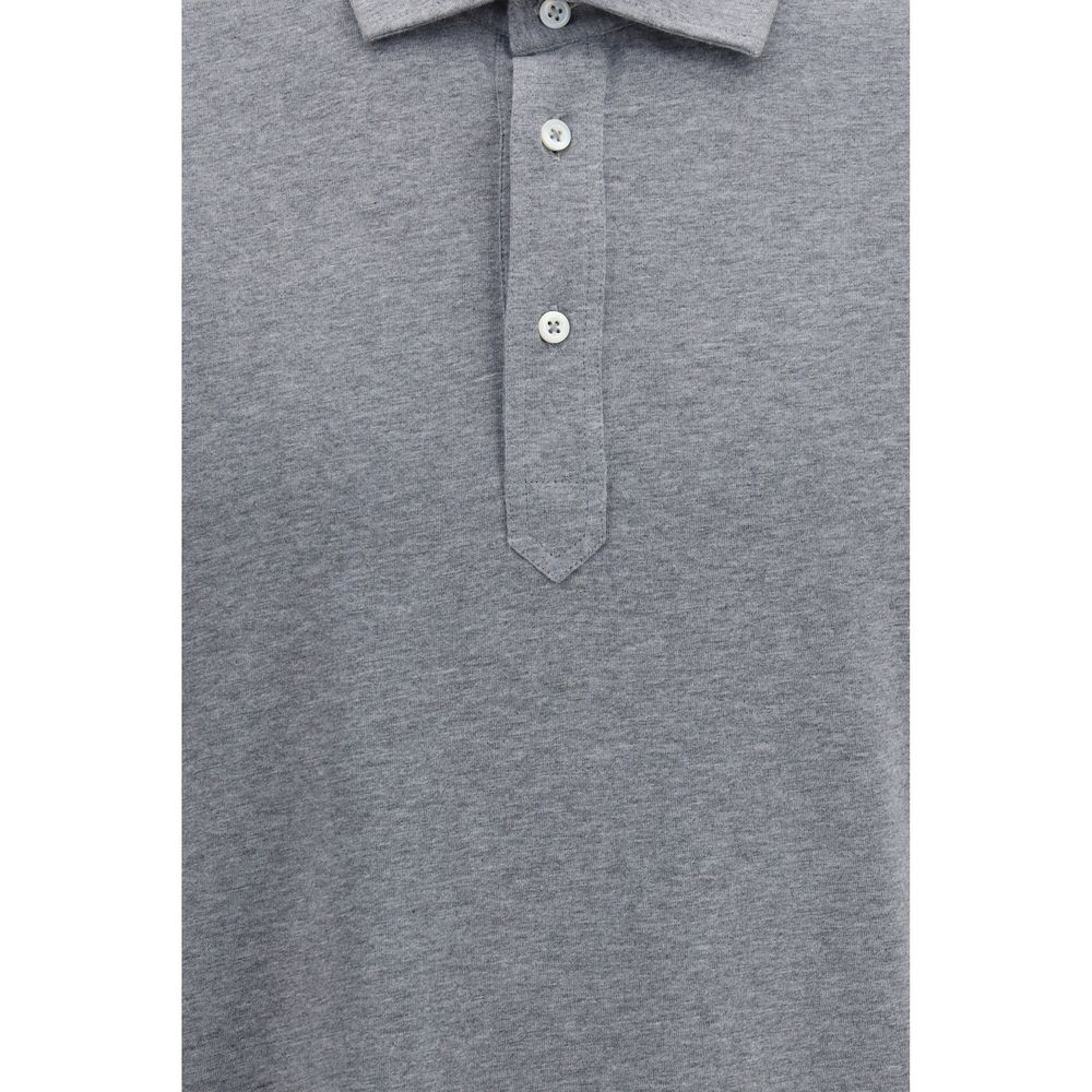 Brunello Cucinelli Gray Cotton Polo Shirt