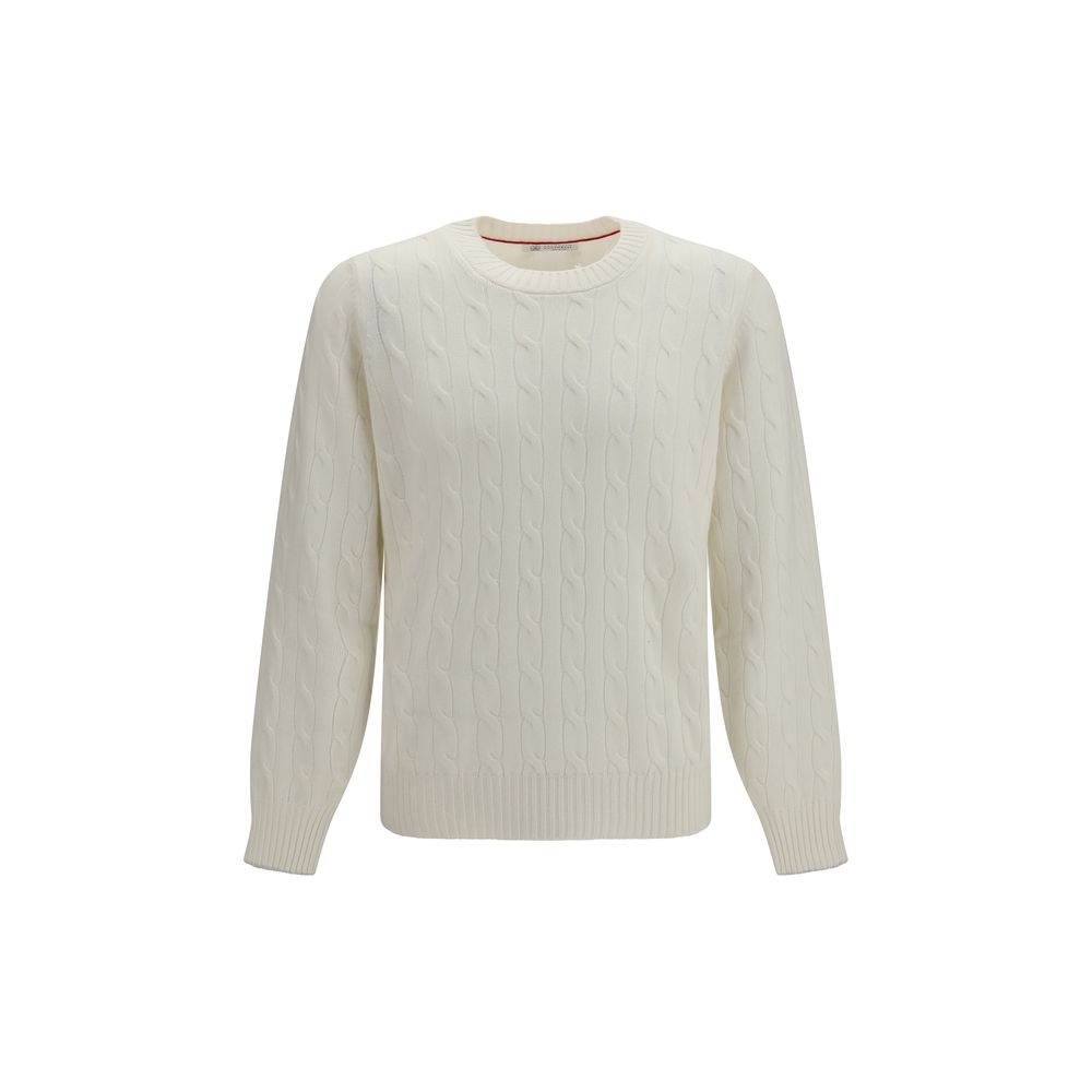 Brunello Cucinelli Weißer Kaschmirpullover