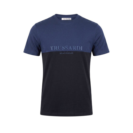 Trussardi Beachwear Blaues Herren T-Shirt aus Baumwolle