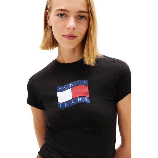 Tommy Hilfiger Jeans schwarzes T-Shirt aus recycelter Baumwolle