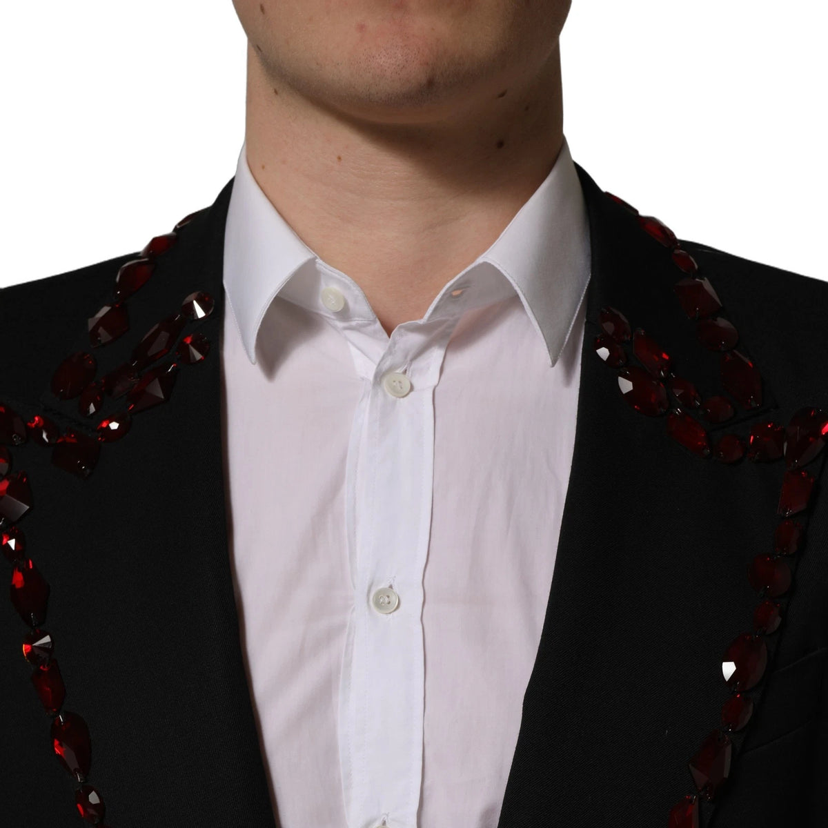 Dolce & Gabbana Schwarzer Mantelblazer mit Kristallverzierung