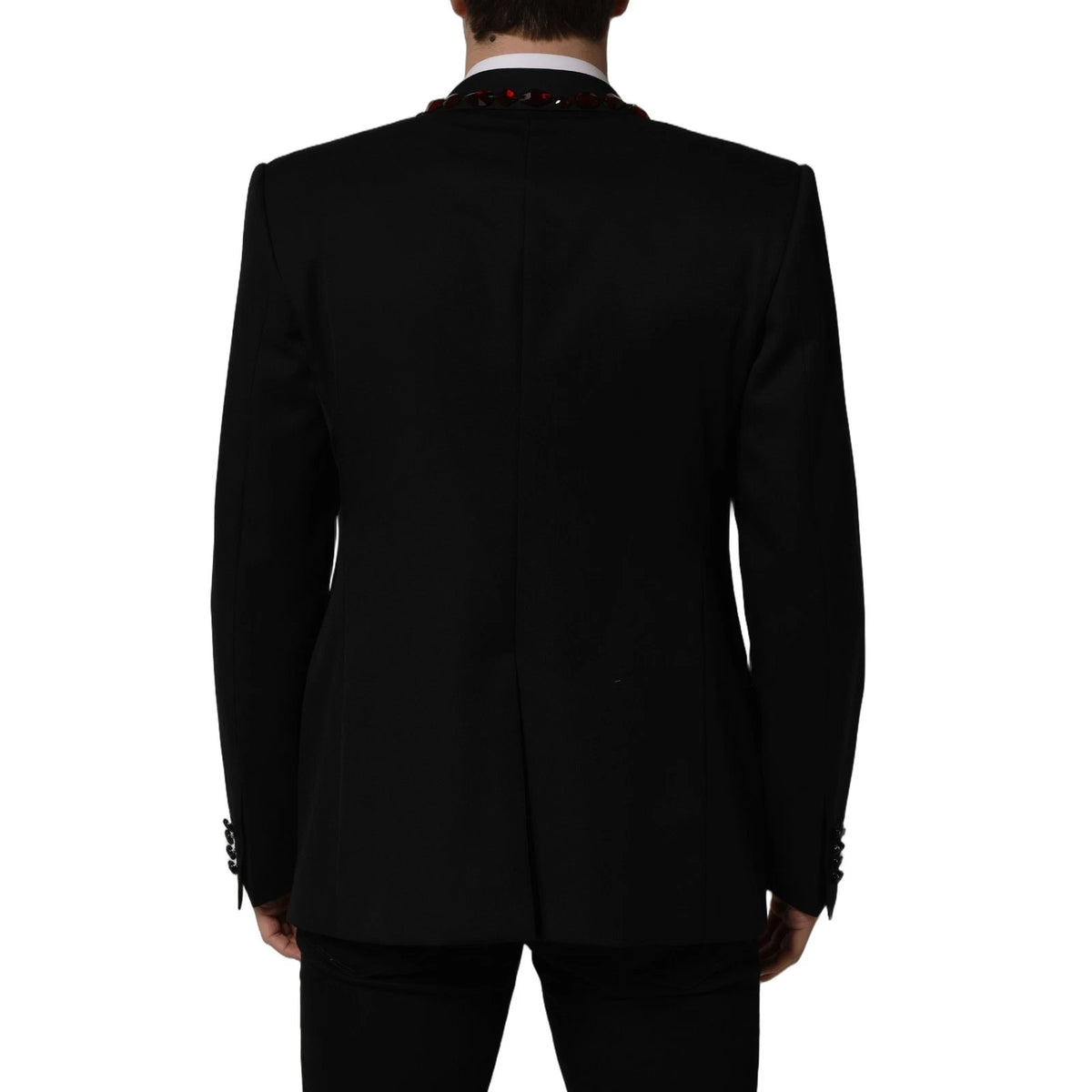 Dolce & Gabbana Schwarzer Mantelblazer mit Kristallverzierung