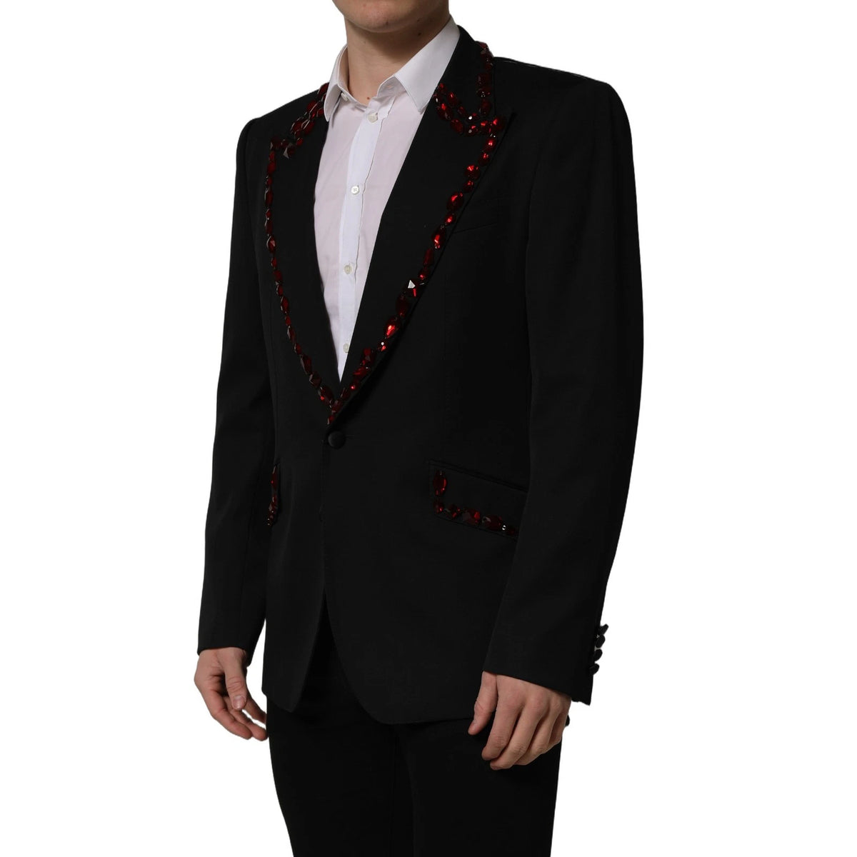 Dolce & Gabbana Schwarzer Mantelblazer mit Kristallverzierung
