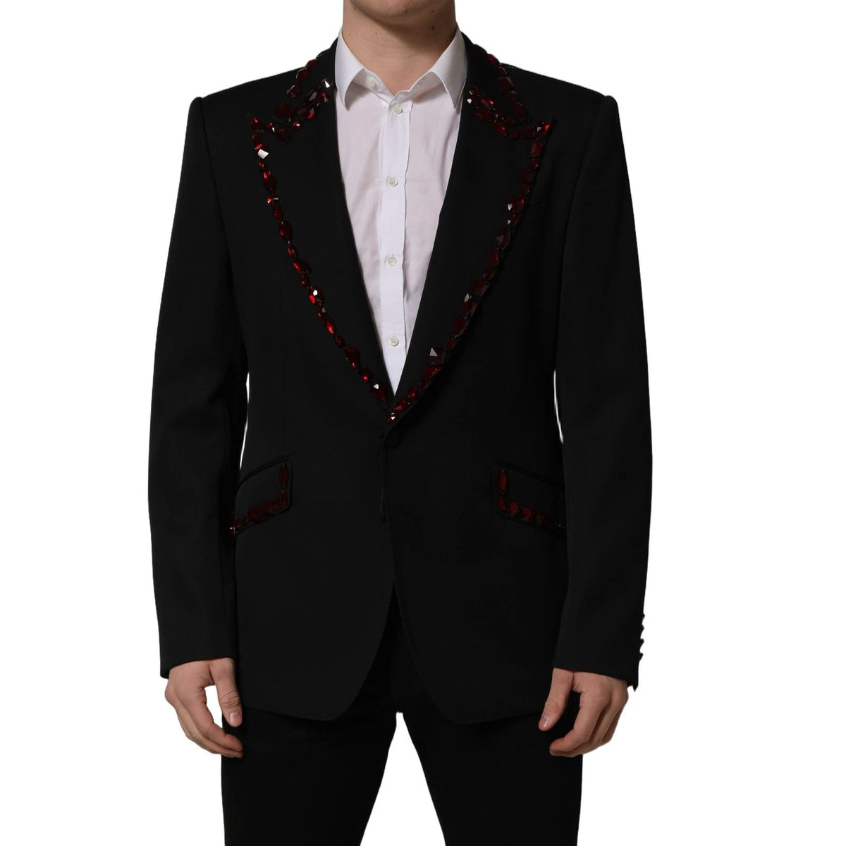 Dolce & Gabbana Schwarzer Mantelblazer mit Kristallverzierung