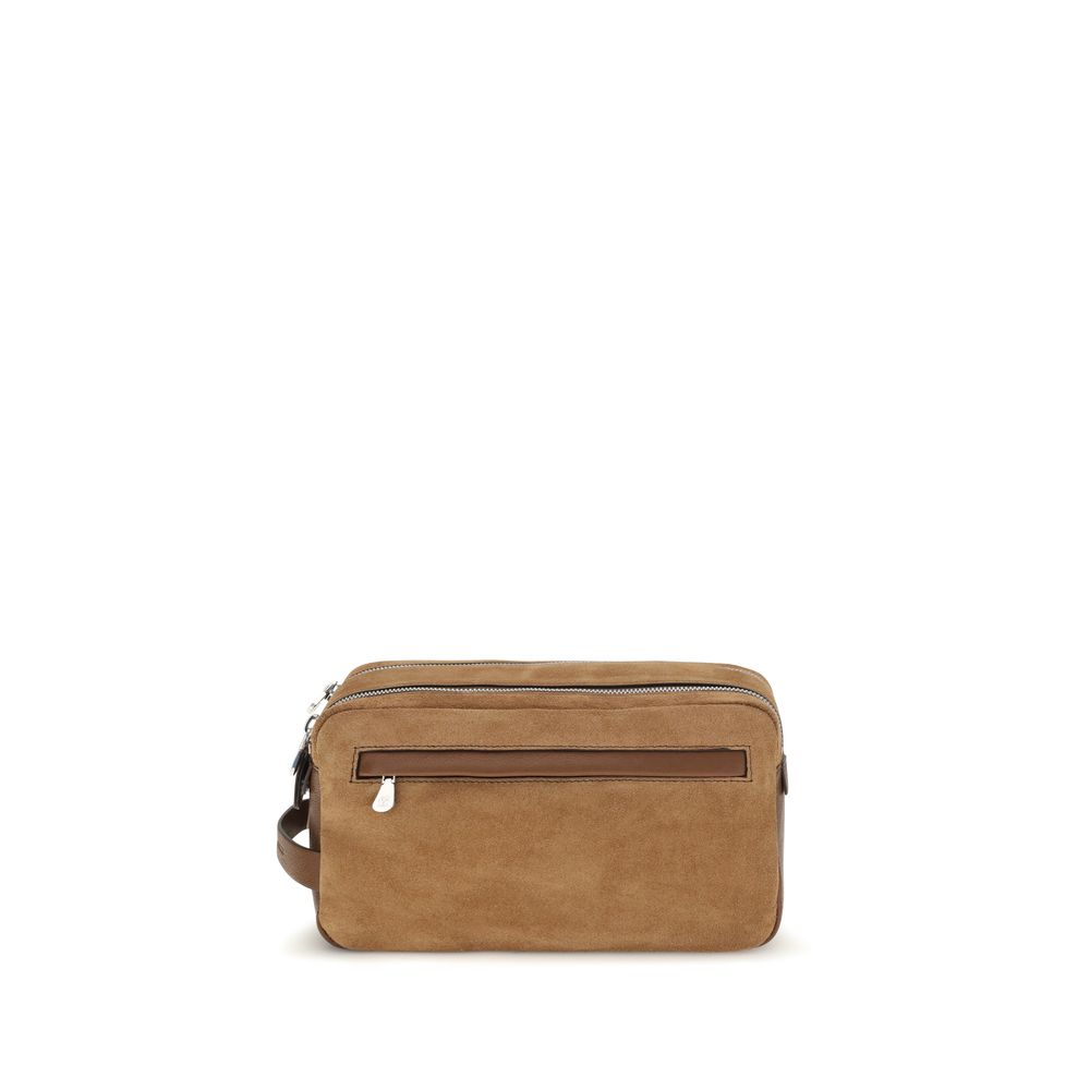Brunello Cucinelli Accessoires aus beigefarbenem Veloursleder