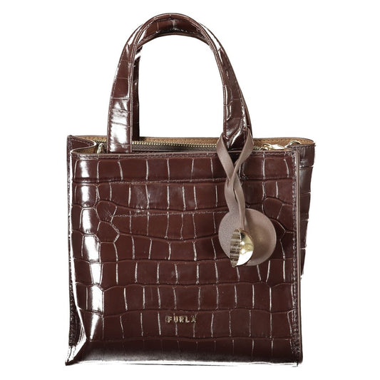 Braune Furla-Damenhandtasche aus Leder