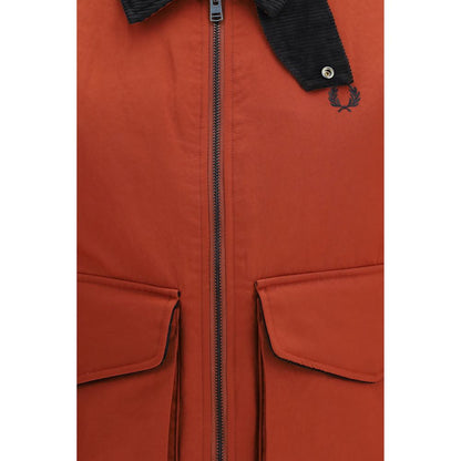 Fred Perry Red Recycled Polyamide Full-Length Jacket