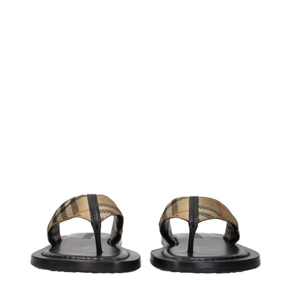 Burberry Beige Fabric Flip-Flop Sandals