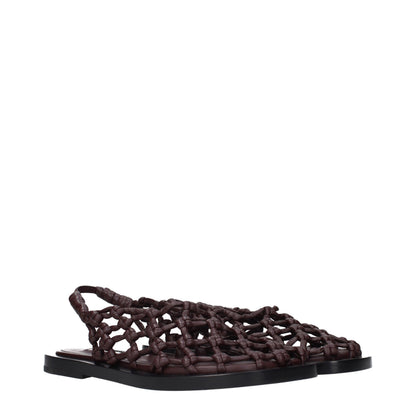 Jil Sander Brown Leather Flat Sandals