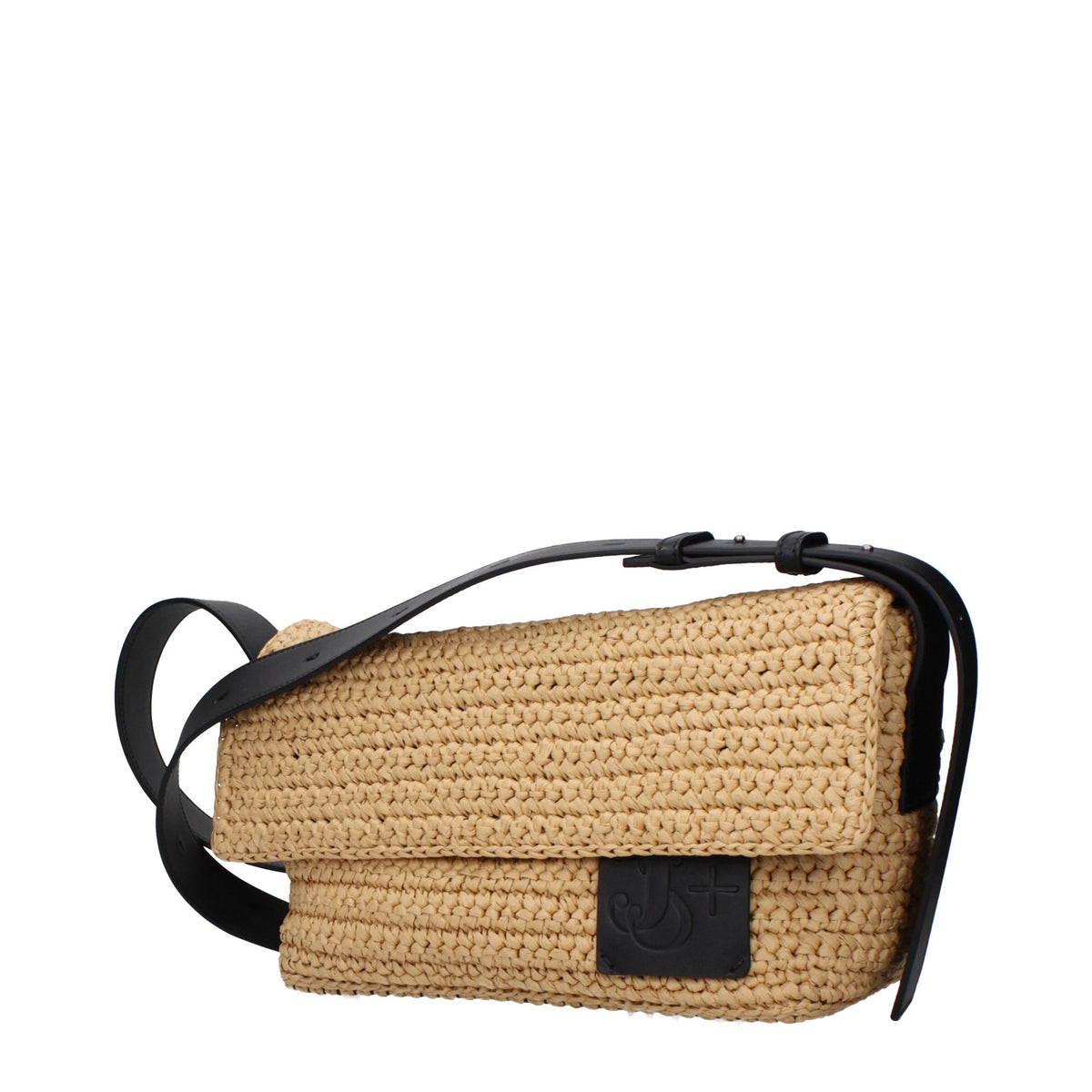 Jil Sander Beige Raffia Umhängetasche