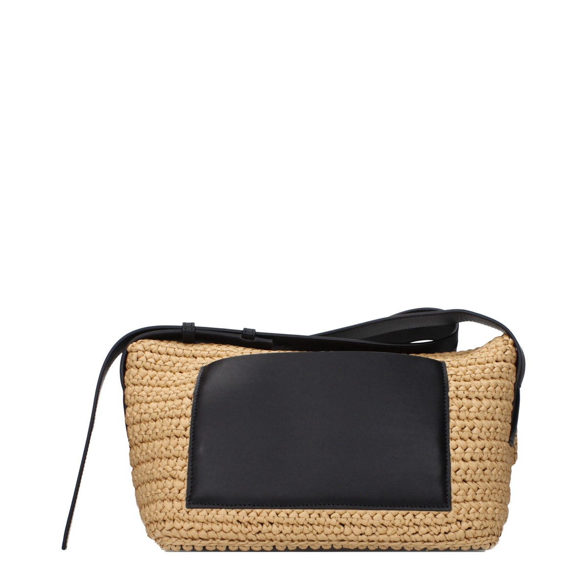 Jil Sander Beige Raffia Umhängetasche