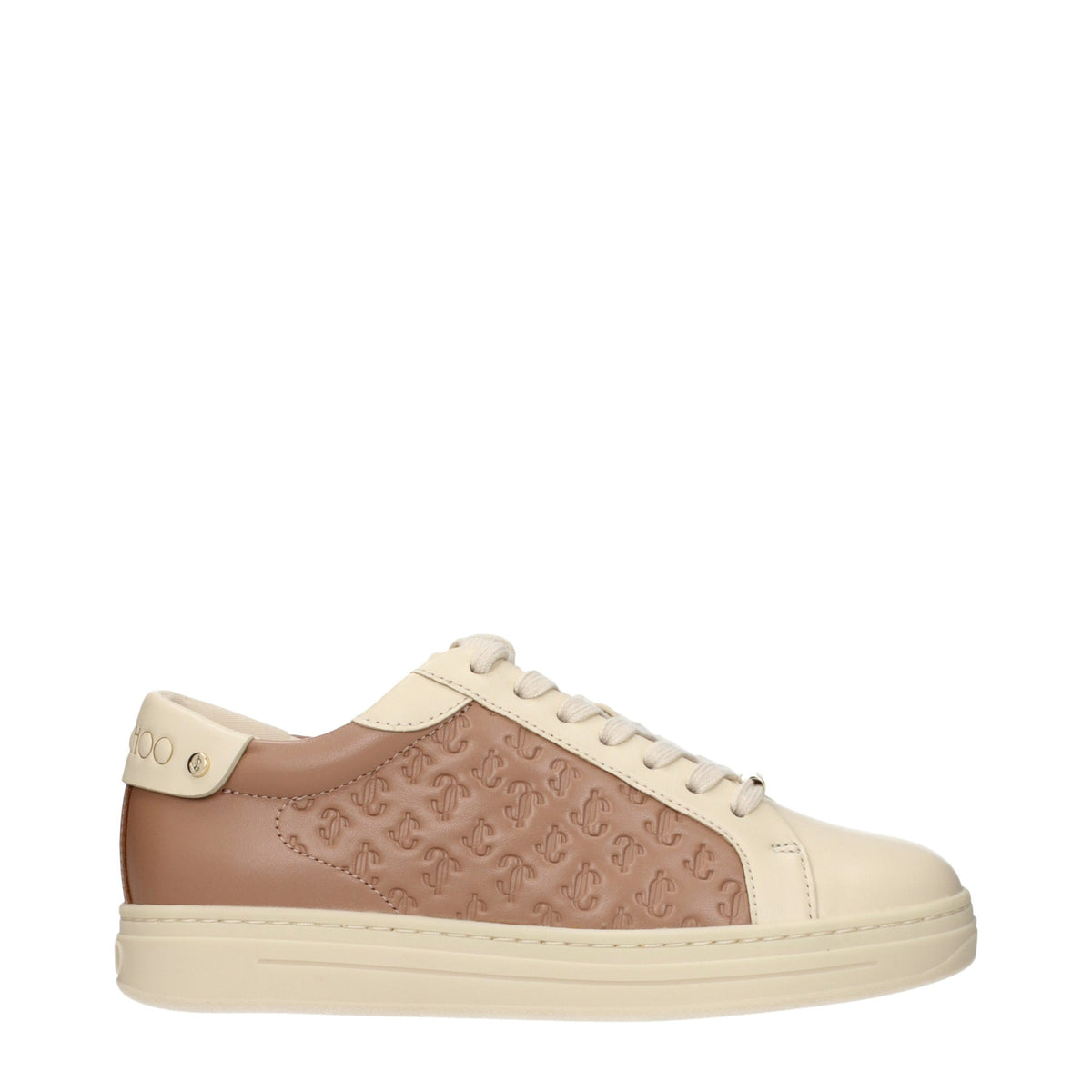 Jimmy Choo Beige Leder-Sneaker mit niedrigem Schaft