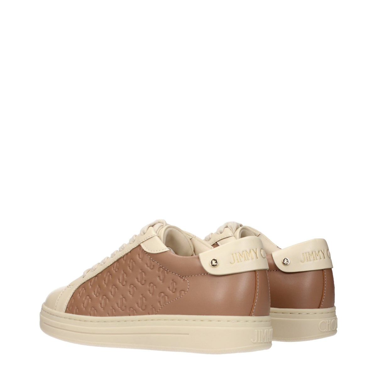Jimmy Choo Beige Leder-Sneaker mit niedrigem Schaft