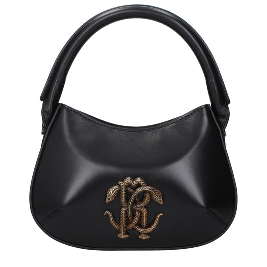 Roberto Cavalli Schwarze Lederhandtasche