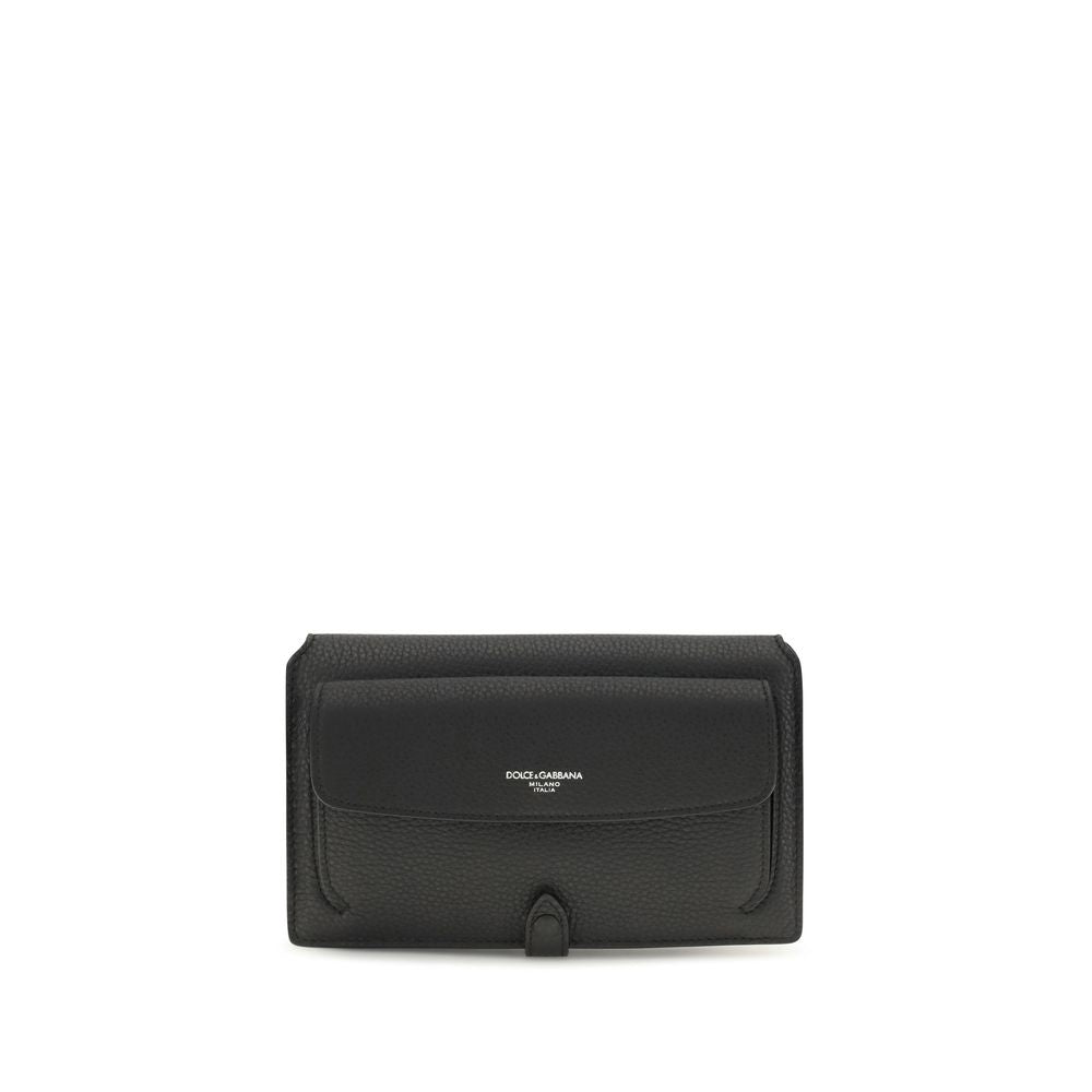 Dolce & Gabbana Schwarze Schultertasche aus Kalbsleder Bos Taurus