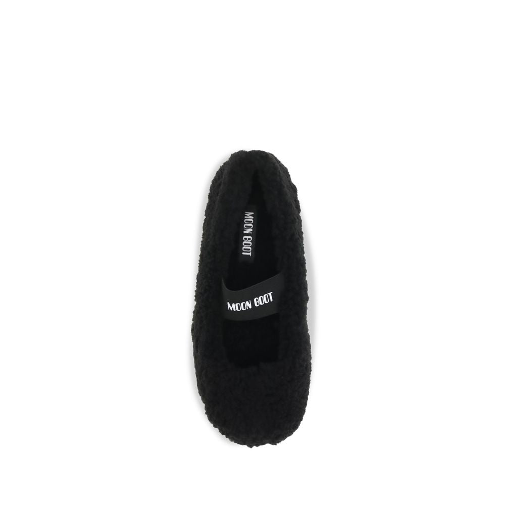 Moon Boot Black Fur Ballet Flats