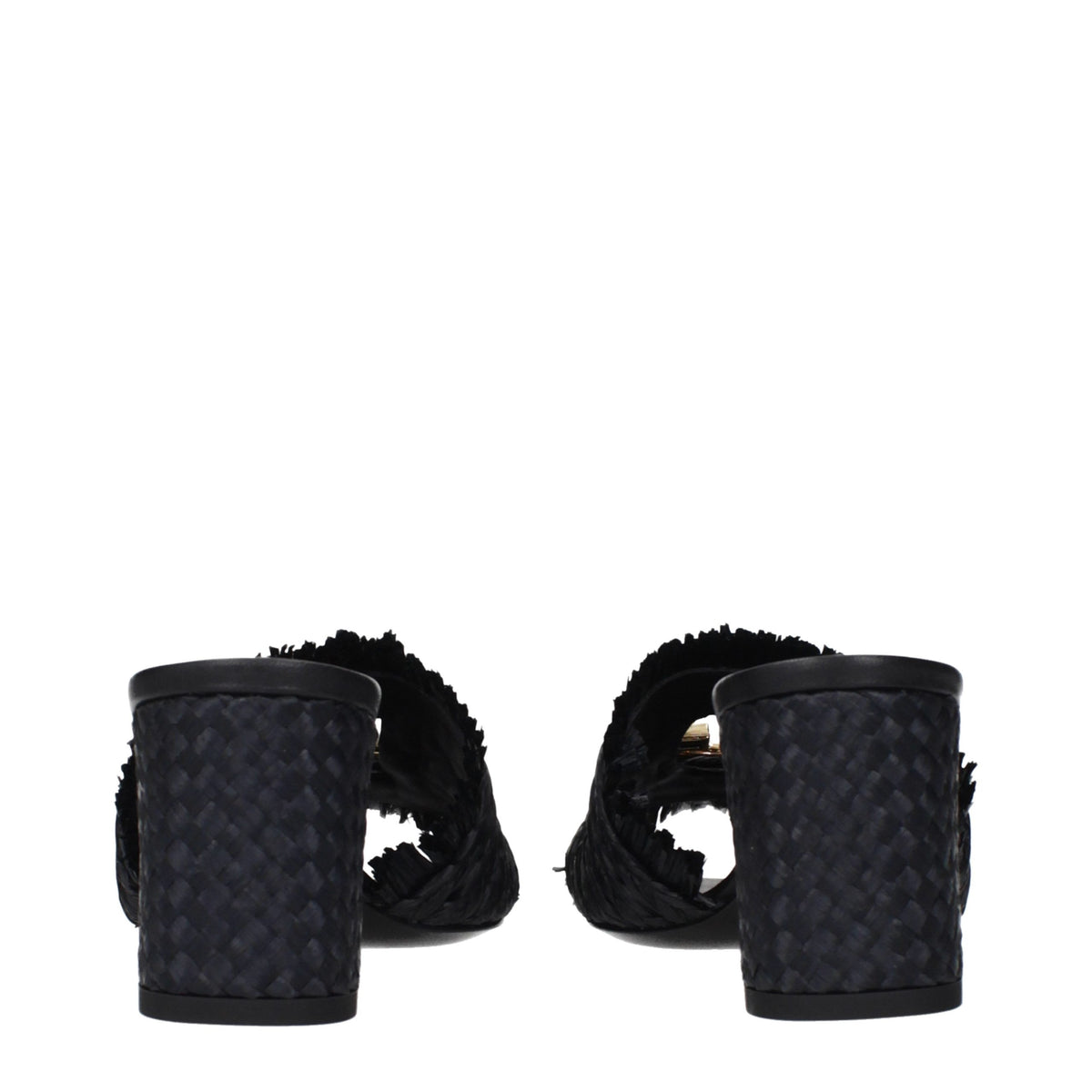 Dolce & Gabbana Black Raffia Platform Sandals