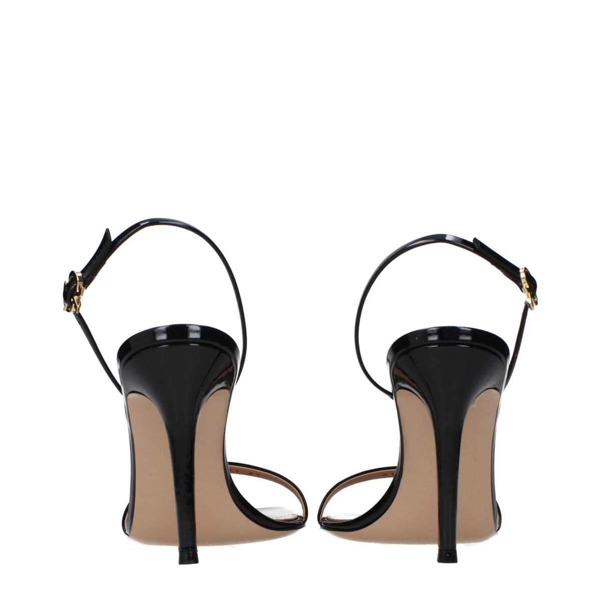 Gianvito Rossi Black Leather Stiletto Heel Sandals