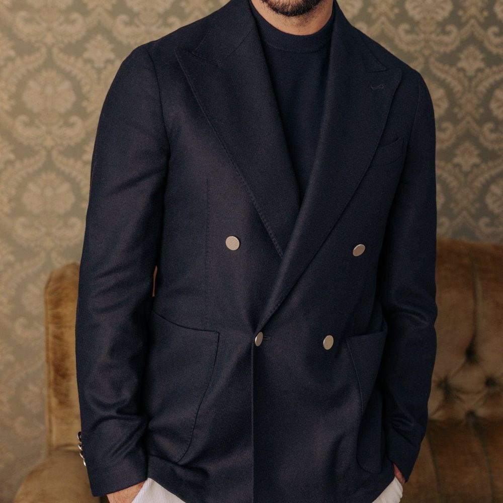Autore Blue Wool Full-Length Jacket