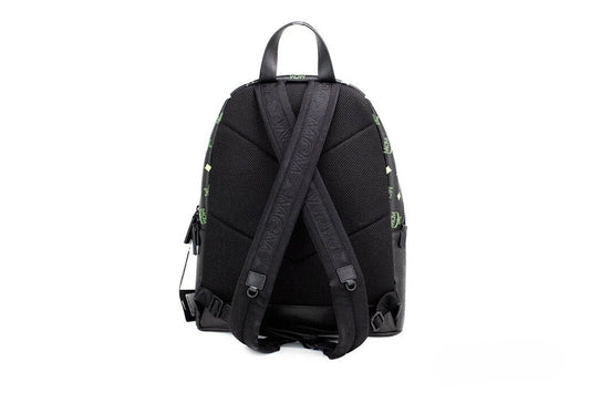 MCM Color Splash Visetos Green Purple Medium Mixed Leather Backpack Bookbag