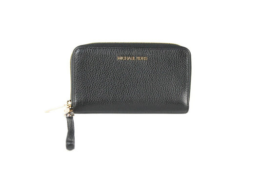 Michael Kors Jet Set Travel Large Phone Wristlet Wallet Pebbled Leather Black