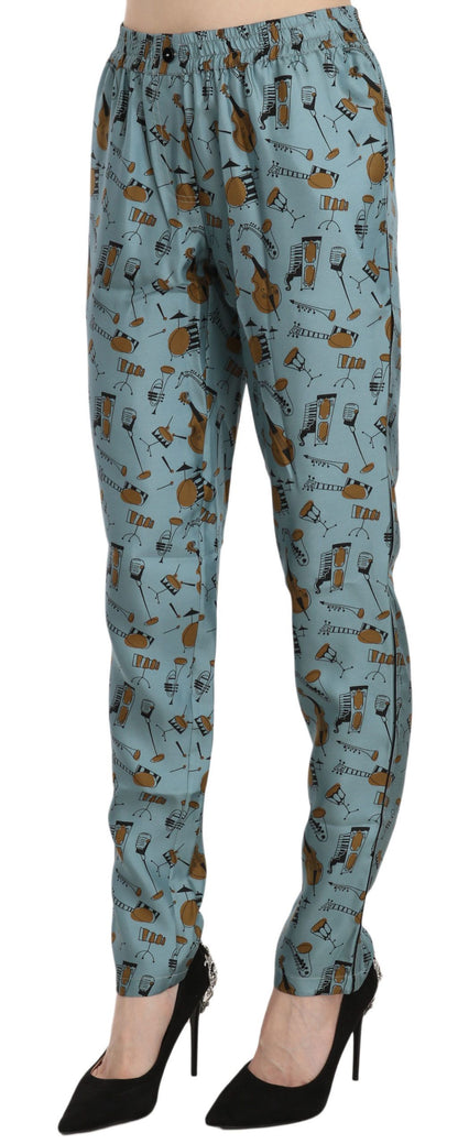Dolce &amp; Gabbana – Karottenhose mit Musikinstrumenten-Print in Blau