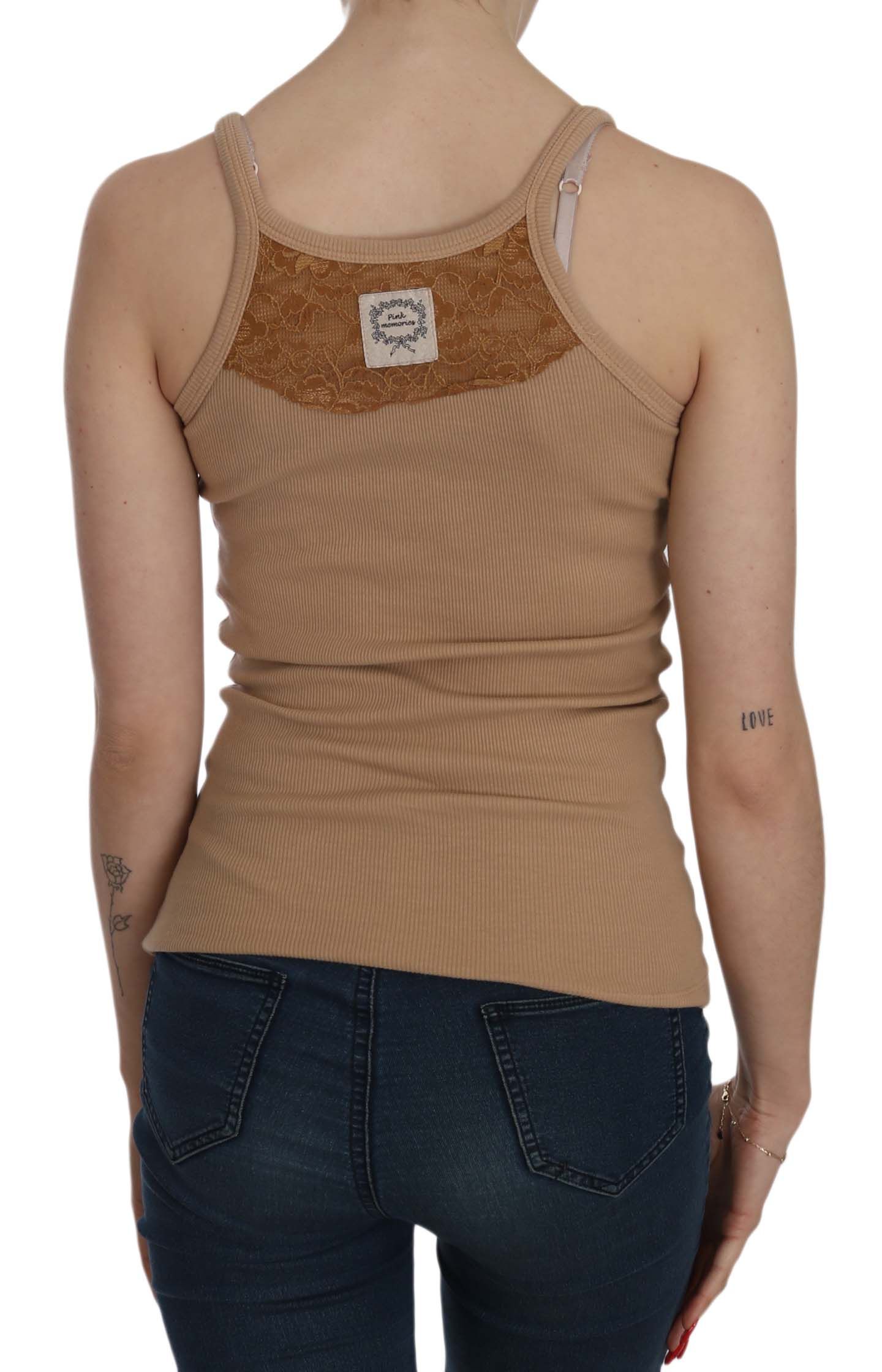 PINK MEMORIES – Ärmellose Tank-Bluse mit Spaghettiträgern in Beige