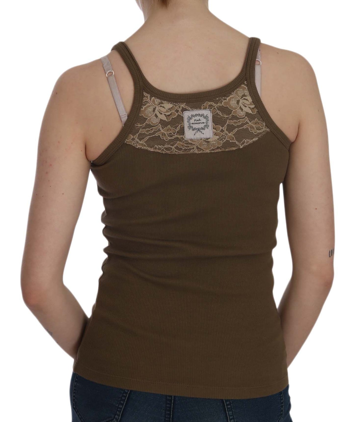PINK MEMORIES – Braunes, ärmelloses Blusentop mit Spaghettiträgern