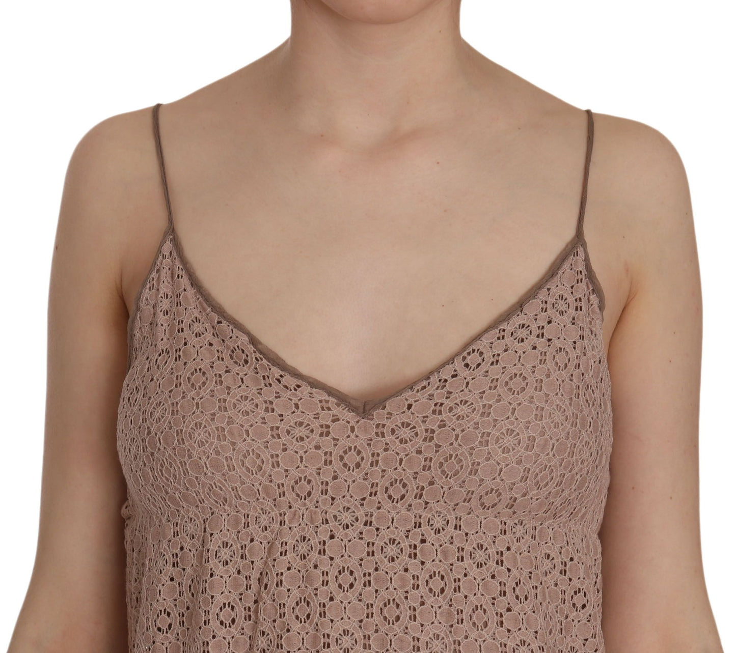 PINK MEMORIES Beiges Minikleid aus Baumwolle mit Spaghettiträgern in A-Linie