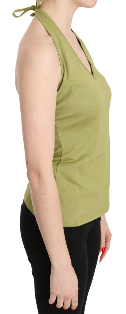 GF Ferre – Grüne Neckholder-Bluse aus Baumwolle, ärmellos, lässig