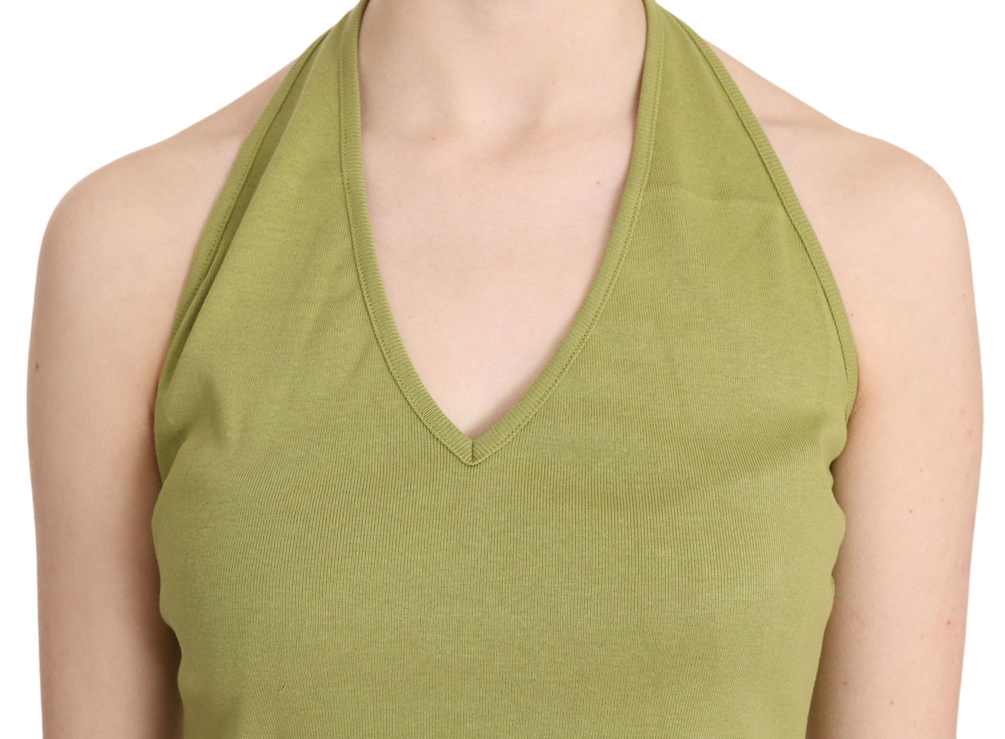 GF Ferre – Grüne Neckholder-Bluse aus Baumwolle, ärmellos, lässig