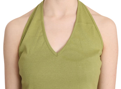 GF Ferre – Grüne Neckholder-Bluse aus Baumwolle, ärmellos, lässig