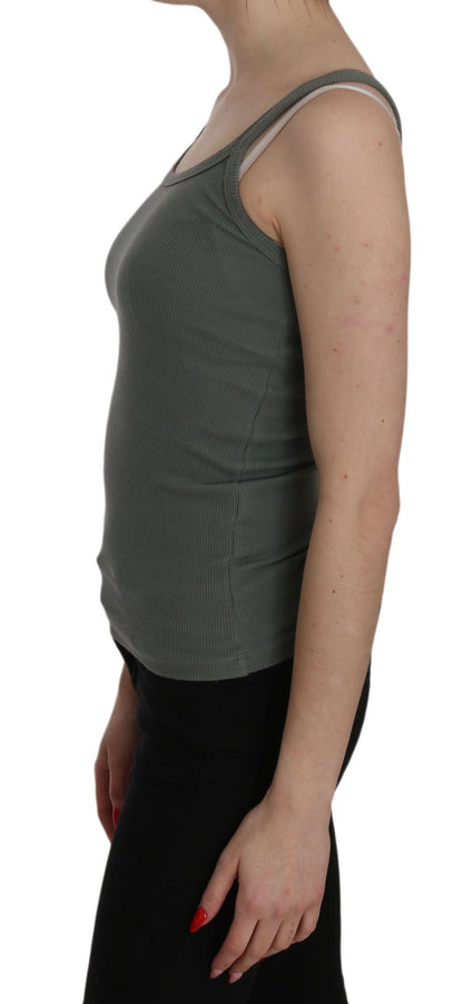 PINK MEMORIES Green Spaghetti Strap Slim Fit Casual Tank Top Blouse