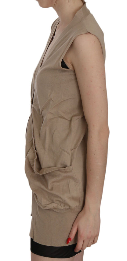 PINK MEMORIES Braune Weste aus 100 % Baumwolle, ärmellos