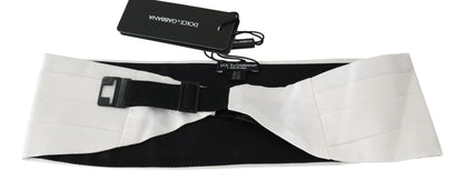Dolce &amp; Gabbana Weißer Herren-Taillengürtel, 100 % Seide, Kummerbund
