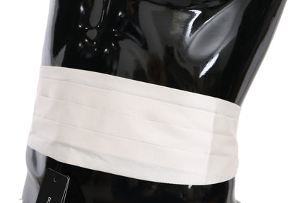 Dolce &amp; Gabbana Weißer Herren-Taillengürtel, 100 % Seide, Kummerbund