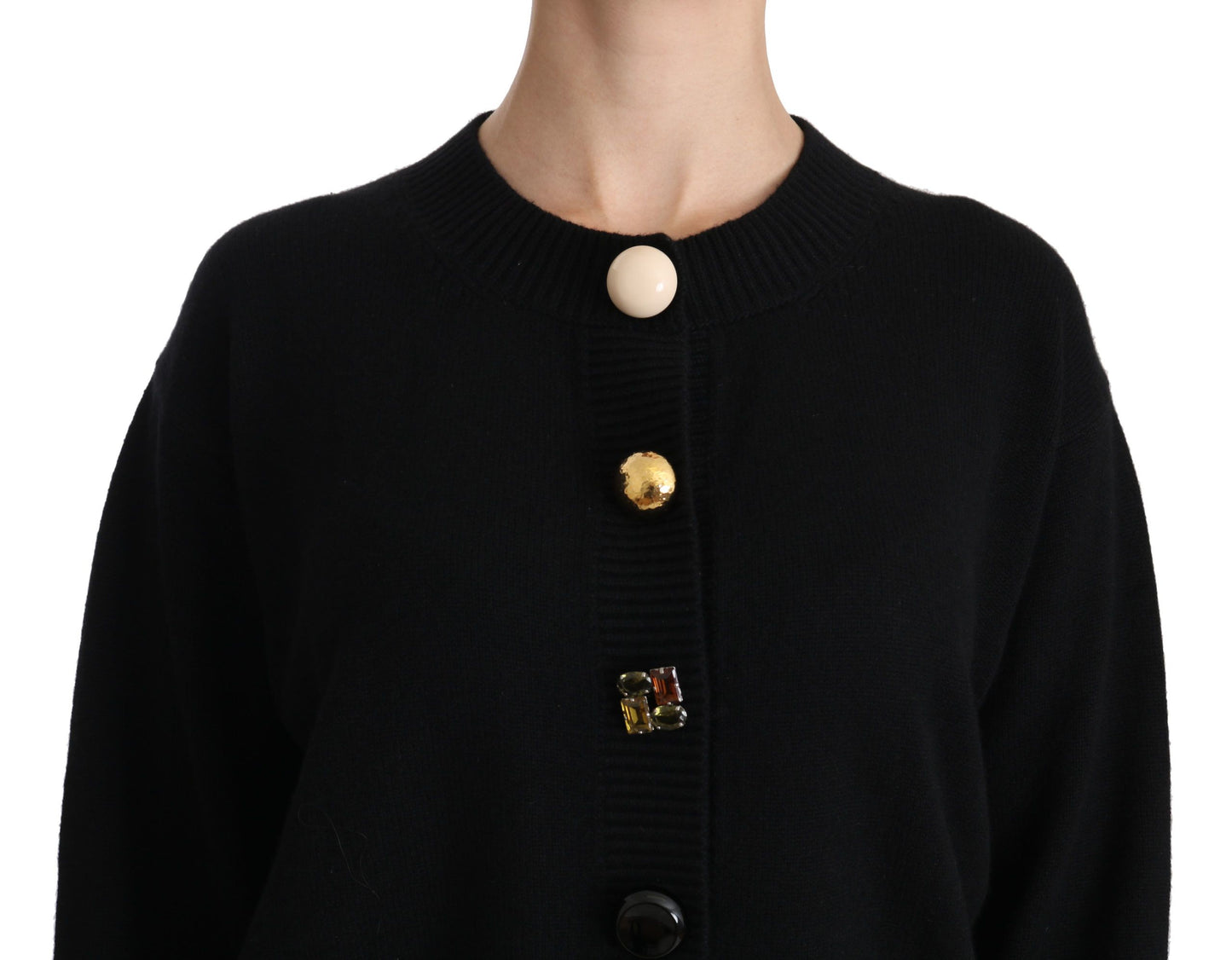 Dolce &amp; Gabbana – Schwarzer Cardigan mit Knopfverzierung
