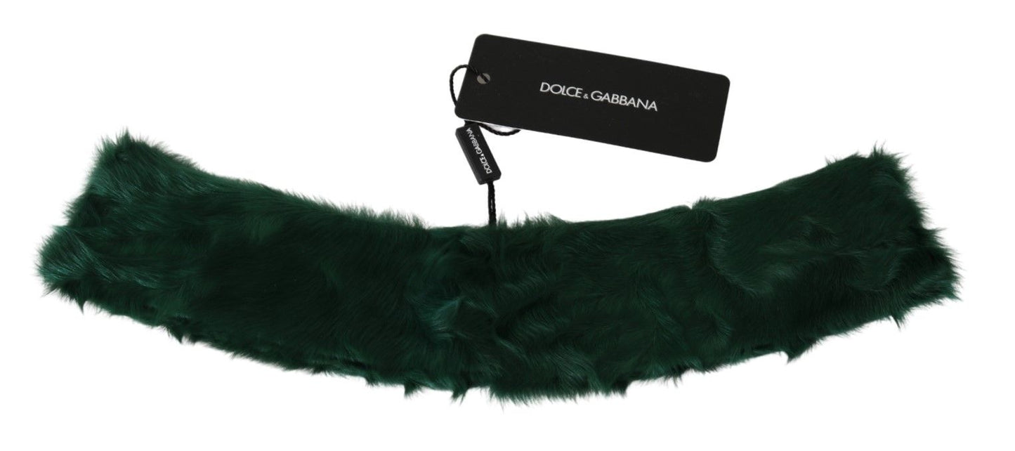 Dolce &amp; Gabbana – Grüner Wickelschal aus Lammfell mit Pelzkragen