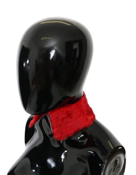 Dolce &amp; Gabbana – Roter Wickelschal aus Lammfell mit Pelzkragen