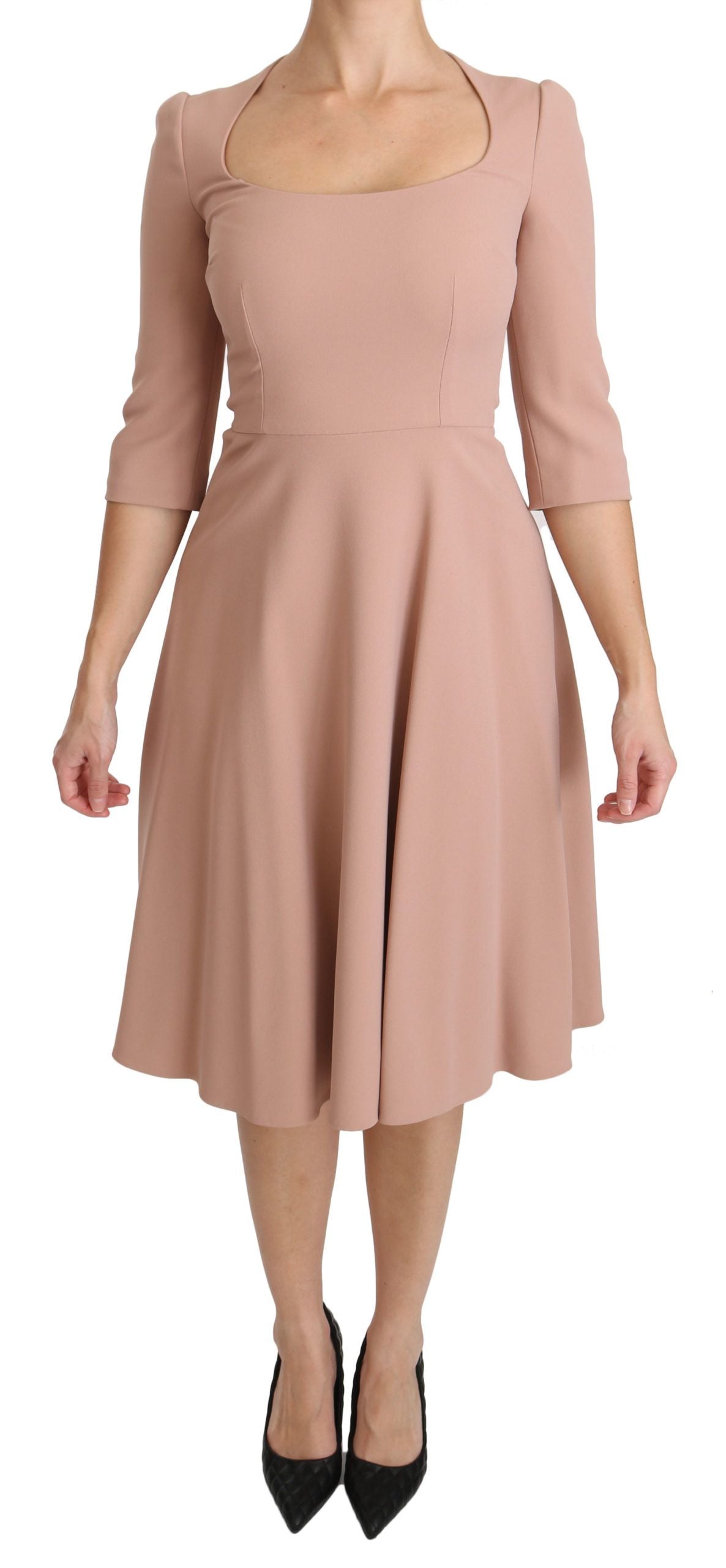 Dolce &amp; Gabbana – A-Linien-Kleid aus Viskose mit 3/4-Ärmeln, Rosa